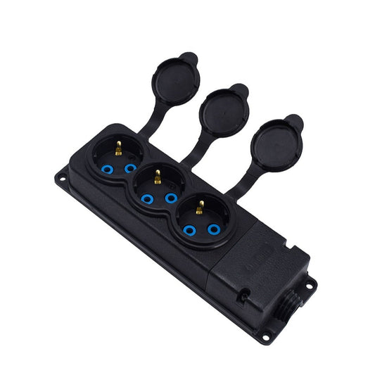 Kolmekordne "kummist" must pistikupesa koos kattega hermeetiline IP44 250V, 16A, SCHUKO 2P+Z, 3KMP-F, Bylion