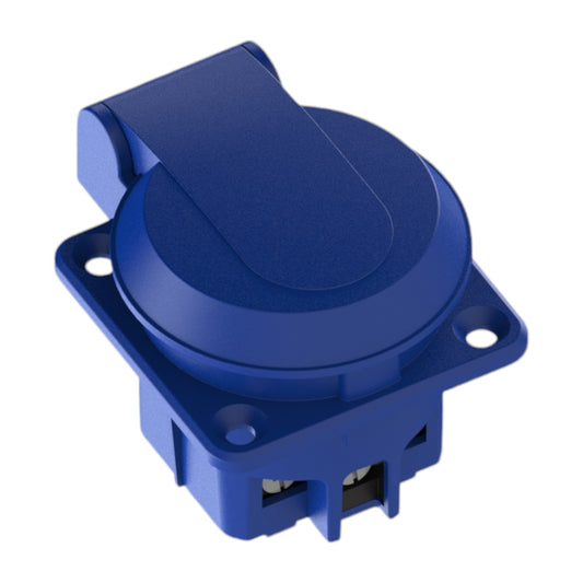 Hermeetiline pistikupesa 2P+Z, 230/220v, maandusega, IP44, klapiga, sinine, 250V Schuko