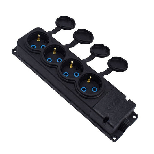 4x kummist pistikupesa "rubber" must kaanega hermeetiline IP44, 250V, 16A, SCHUKO 2P+Z, 4KMP-F, Bylion