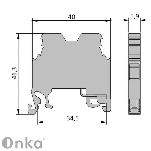 ONKA 2,5mm2 PE kruviklemmiplokk DIN-klemmiühendused 2-juhtmelised hallid, 1010219