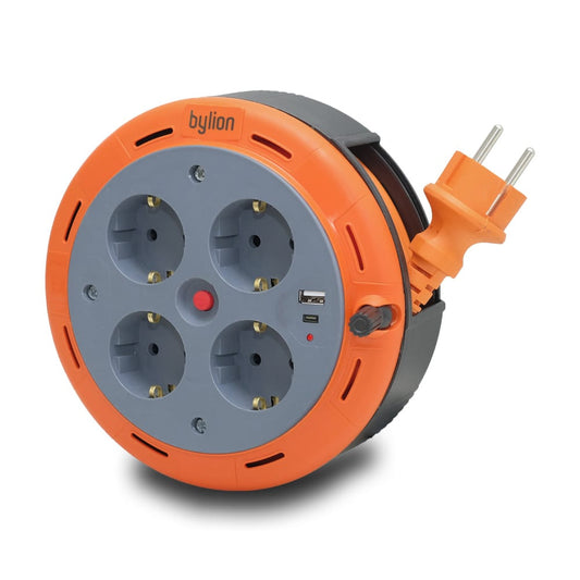 Kompaktne pikenduskaabel, 4 pistikupesa IP20 +USB + termosulavkaitse + lapsesulavkaitse, 5m pikkune kaabel 3x1mm2, prantsuse tüüpi (pin), PHE-05310-E-USB