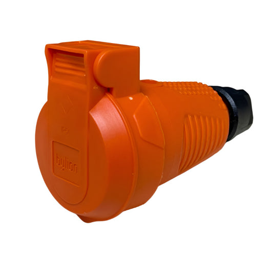 Orange hermetic rubber socket IP54 with valve 2P+Z 16A 250V SCHUKO RDP-OF Bylion