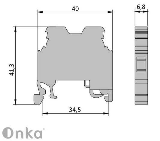 ONKA 4mm2 PE kruviklemmiplokk DIN-klemmiühendused 2-juhtmelised hallid, 1010220