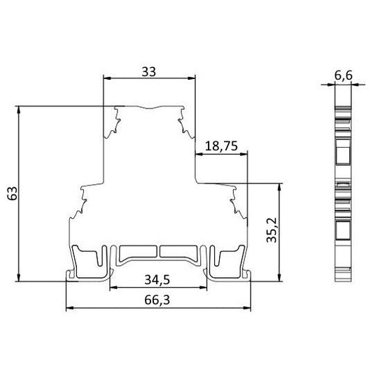 ONKA 4mm2, 2-tasandiline kruviklemmiplokk DIN-klemmiühendused 4-juhtmelised hallid, 1010368
