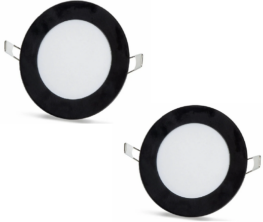 2 tk - ümmargune LED paneel 6W / 540Lm külmvalge must raam ümmargune süvistatud (toiteallikas kaasas) 6500K YL10-0600-S
