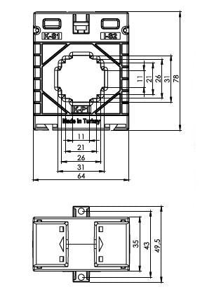 ONKA Voolutrafo Voolutrafo 250/5A, 30MM, KLASS 0.5S, 2.5VA (TK302505303 / 80011764)