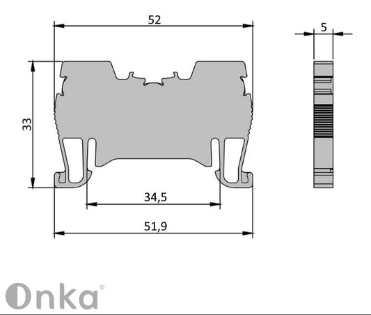 ONKA 1,5mm2 vedrustuse klemmiklemmiplokk DIN rööpmelklemm 2-juhtmeline sinine, 1020005