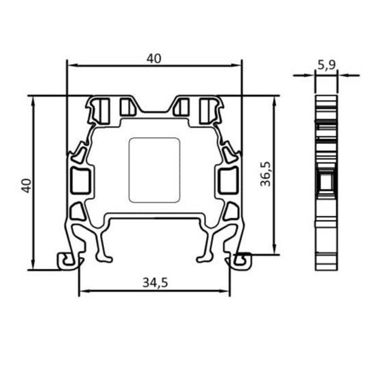 ONKA 2,5mm2 kruviklemmiplokk DIN rööpmelklemmid 2-juhtmelised hallid, 1010012