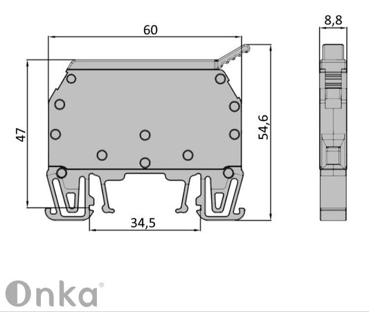 ONKA 6mm2 kruviühendusega kaitsme klemmiplokk (kaitsme ei kuulu komplekti) hall, 1010241