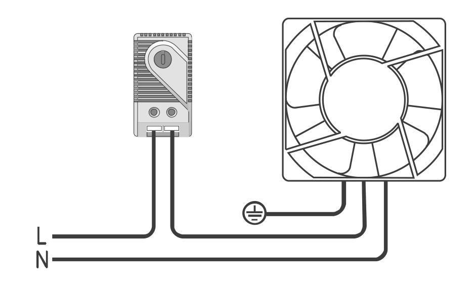 Bimetallic thermostat NO switch, adjustment range 0-60°C, PTVT