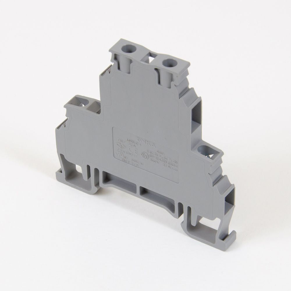 ONKA 4mm2, 2-level screw terminal block DIN terminal connections 4-wire gray, 1010368