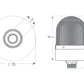 Vilkuv ø70 NUT.CONN.SIGNAL BEACON WITH BUZZER, 40-250V AC/DC, BLUE WITH 20CM EXTENSION TUBE.