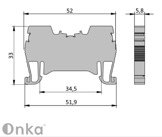 ONKA 2,5 mm2 vedrustuse klemmiplokk DIN rööpmelklemm 2-juhtmeline hall, 1020013