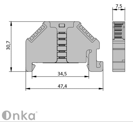 ONKA Connector, end clamp, universal clamp (for spring and screw terminals), 1060002
