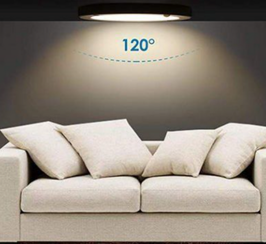 Black framed LED 20W thin ceiling light fixture with PIR motion sensor circular cool white / 6500K YL14-1810-S