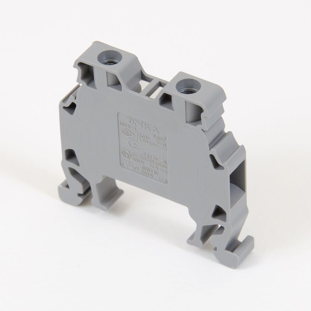 ONKA 4mm2 screw terminal block DIN rail terminal with 2 wires, gray, 1010022
