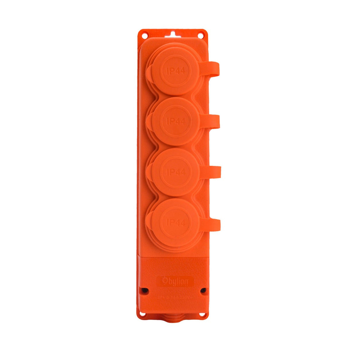 4x kummist pistikupesa "kummi" oranž koos kattega hermeetiline IP44, 250V, 16A, SCHUKO 2P+Z, 4KMP-F-O, Bylion