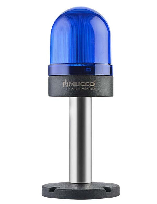 Wolf ø70 NUT.CONN.SIGNAL BEACON WITH BUZZ., 40-250V AC/DC., BLUE WITH 10CM EXT.TUBE.