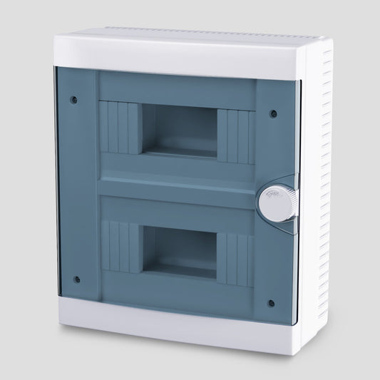 ARS Modulaarne jaotuskapp 16 MOD (16 kaitsmeid), pinnapealne jaotuskapp, plastist, läbipaistev uks IP40, 341205