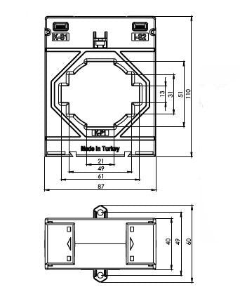 ONKA voolutrafo - Voolutrafo 600/5A, 60MM, KLASS 0.5S, 5VA (TK606005304 / 80011767)