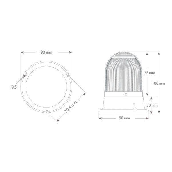 Signaallamp RGB, 12-24 V/DC, ø70mm, pinnapealse paigalduse jaoks