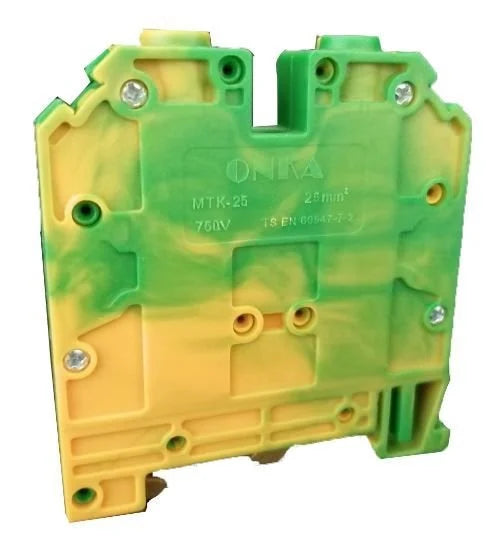 ONKA 16mm2 PE screw terminal block for DIN rail 2-wire gray, 1010223